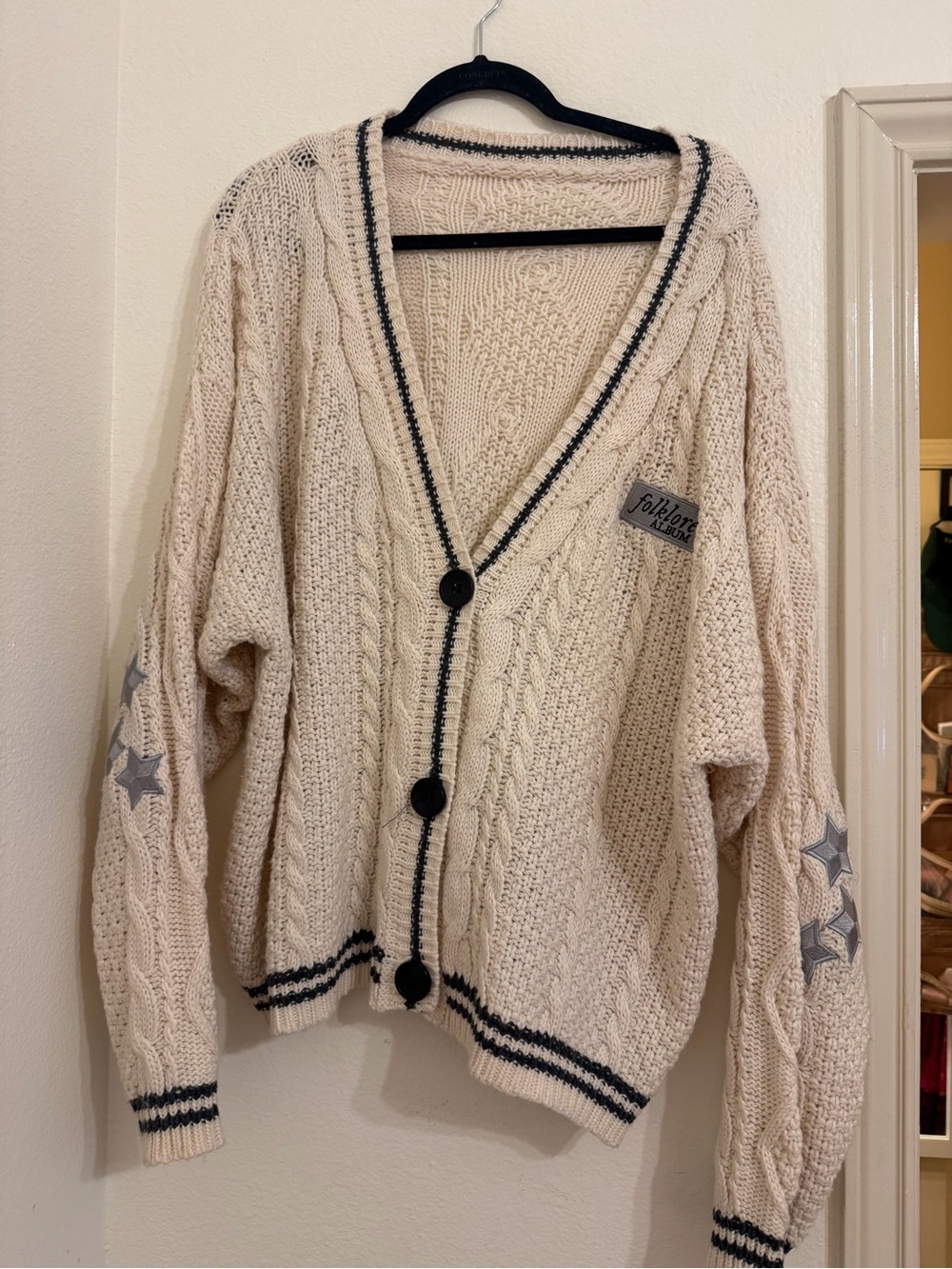 TaylorSwift.com Folklore Cream Cable-Knit Cardigan Sweater